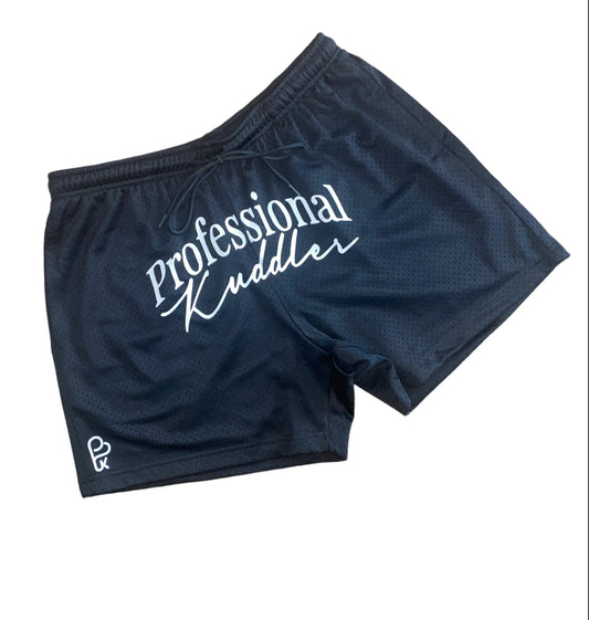 “Professional Kuddler” mesh shorts