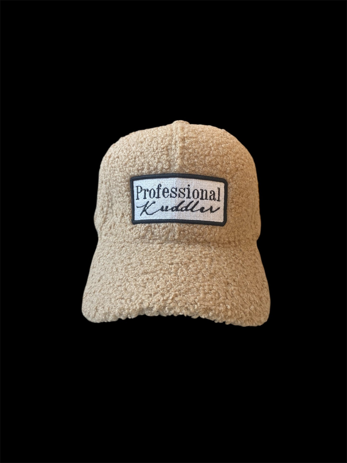 “Professional Kuddler” patch fuzzy 5 panel trucker hat.
