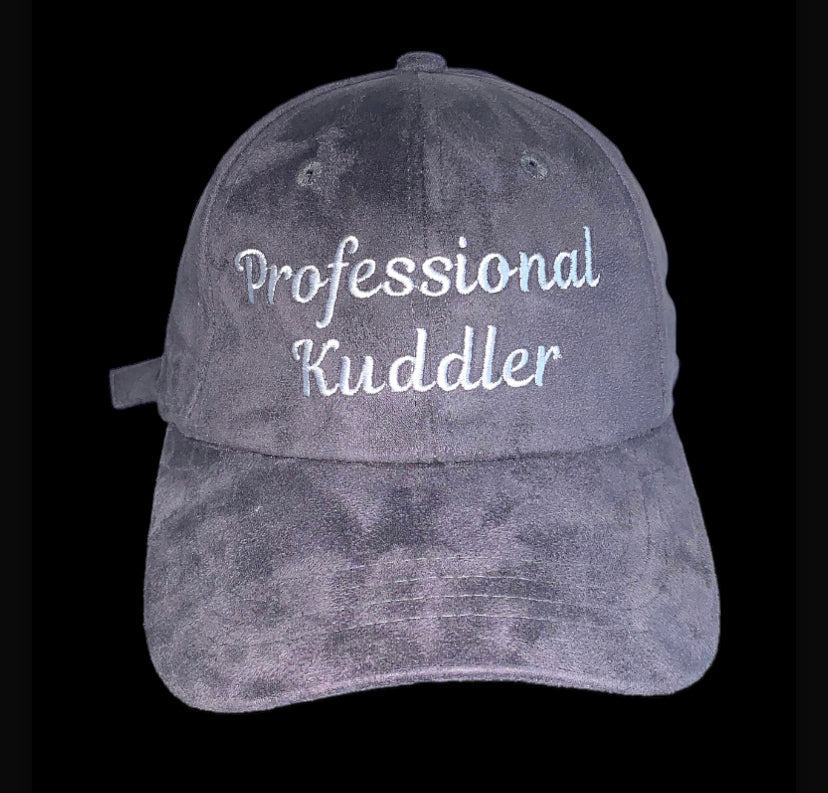 “Professional Kuddler” Suede strapback cap