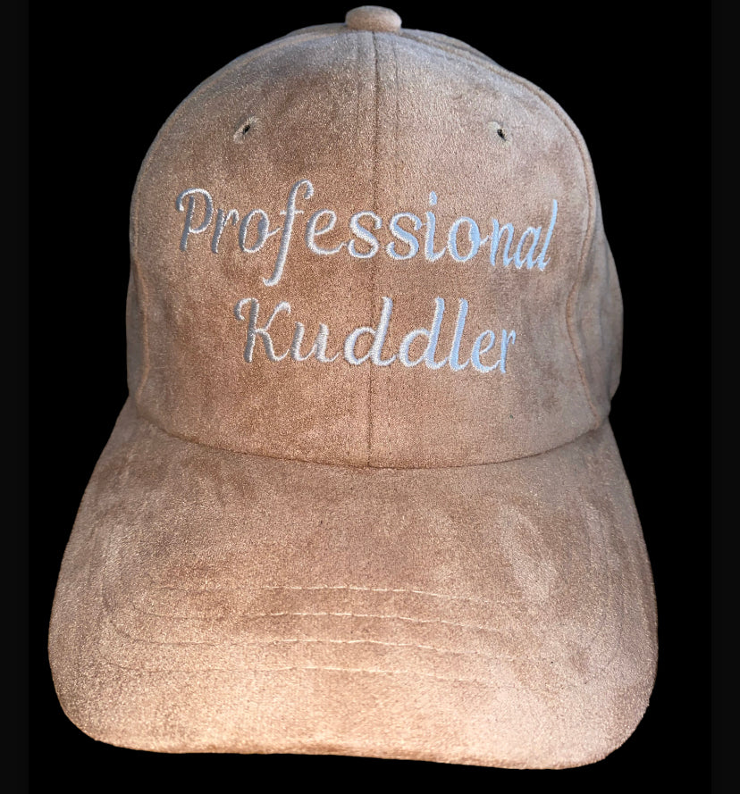 “Professional Kuddler” Suede strapback cap