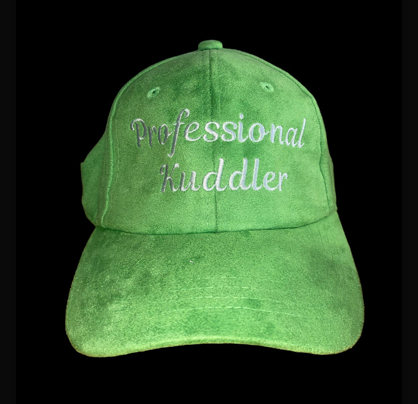 “Professional Kuddler” Suede strapback cap