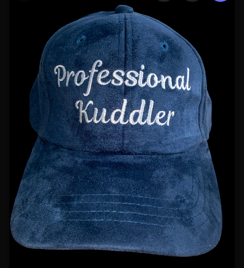 “Professional Kuddler” Suede strapback cap